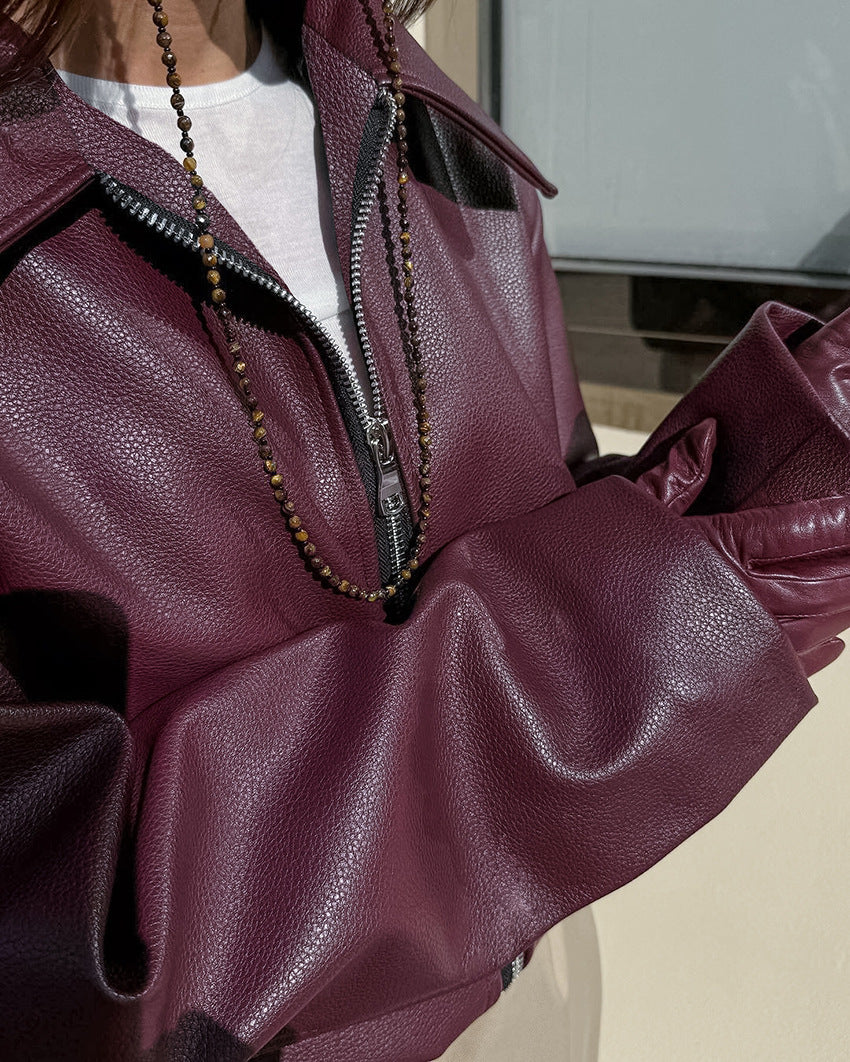 Burgundy Biker Jacket