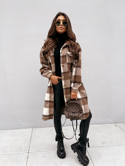 Elegant Checkered Coat