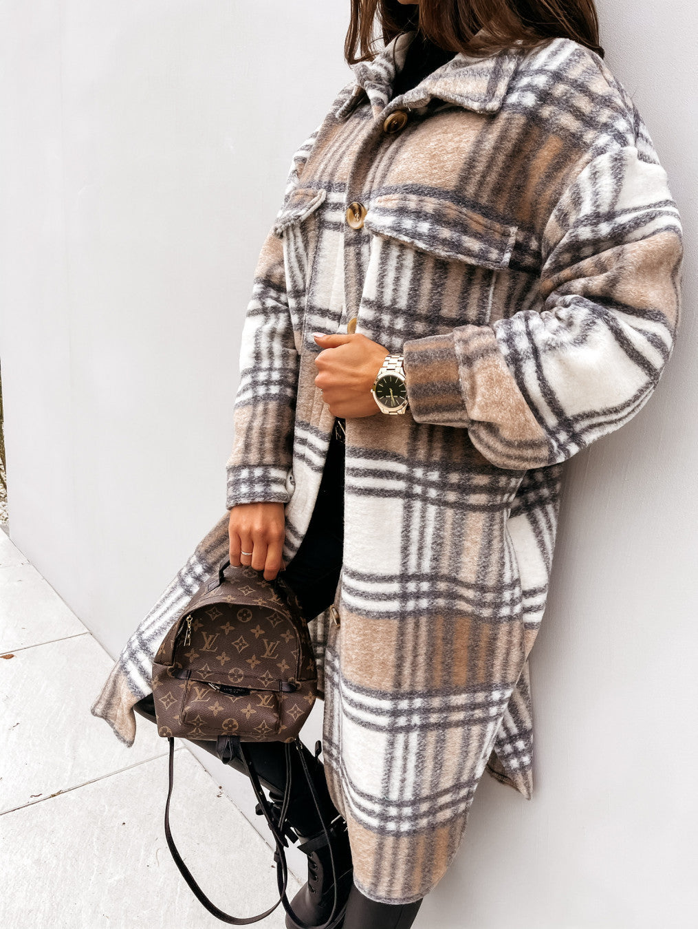 Elegant Checkered Coat