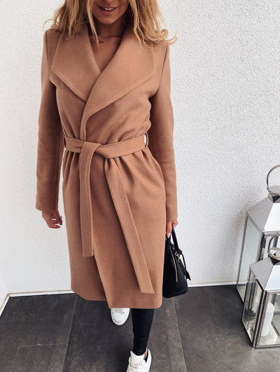 Solène™ | Fluid coat with draped collar — minimalist chic