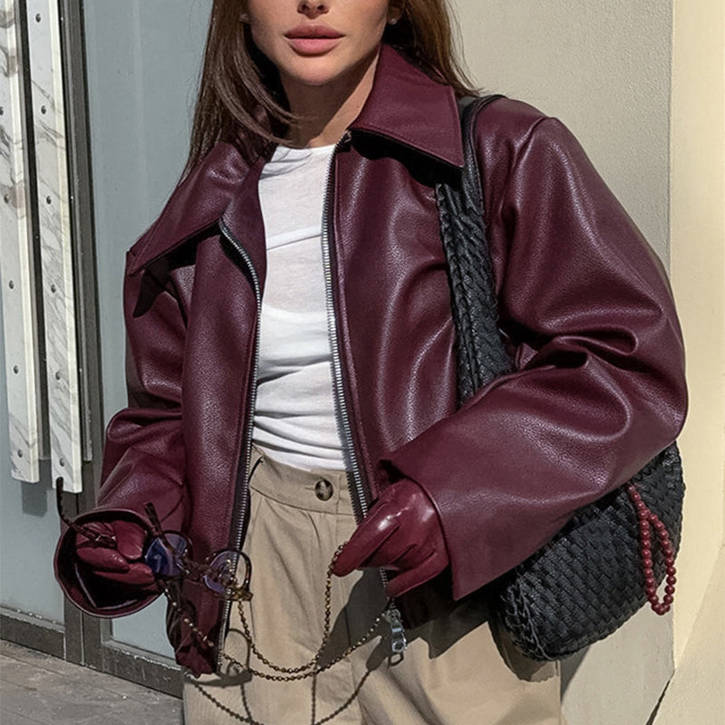 Burgundy Biker Jacket