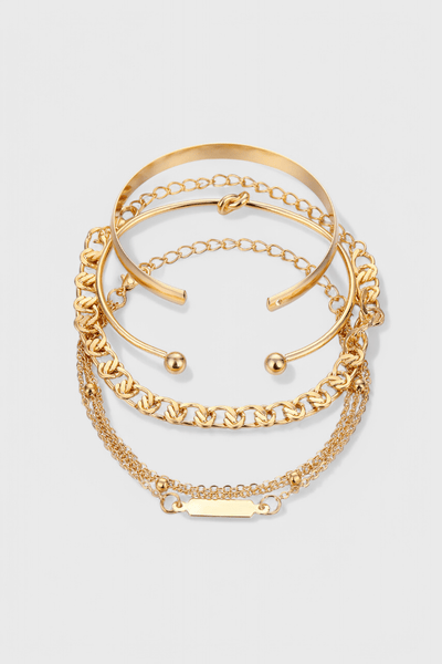 4-pcs Metal Chain Bracelet Set