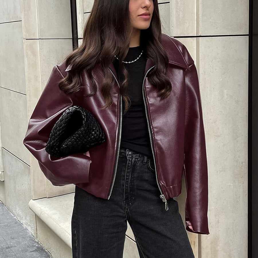 Burgundy Biker Jacket