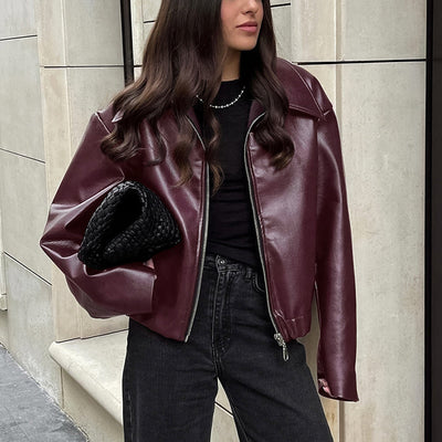 Burgundy Biker Jacket