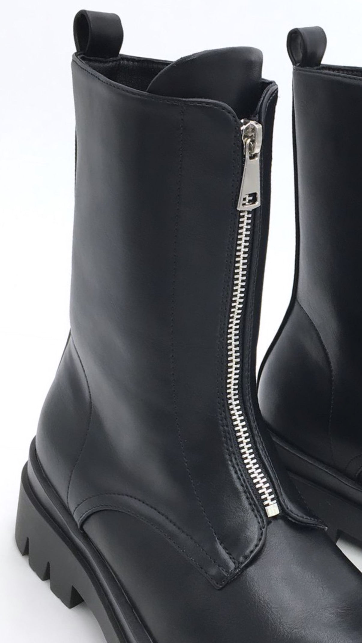 Zip Boots - Black Ankle Boots with Front Zipper