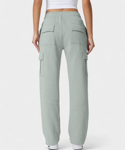 Alana | High-Waist Fleece Cargo Sweatpants