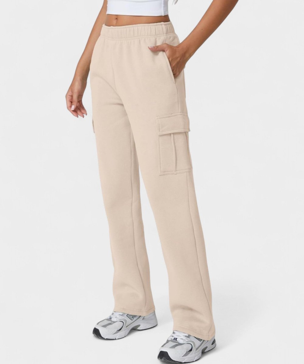 Alana | High-Waist Fleece Cargo Sweatpants