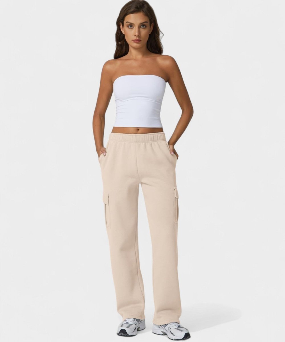 Alana | High-Waist Fleece Cargo Sweatpants