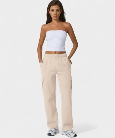 Alana | High-Waist Fleece Cargo Sweatpants