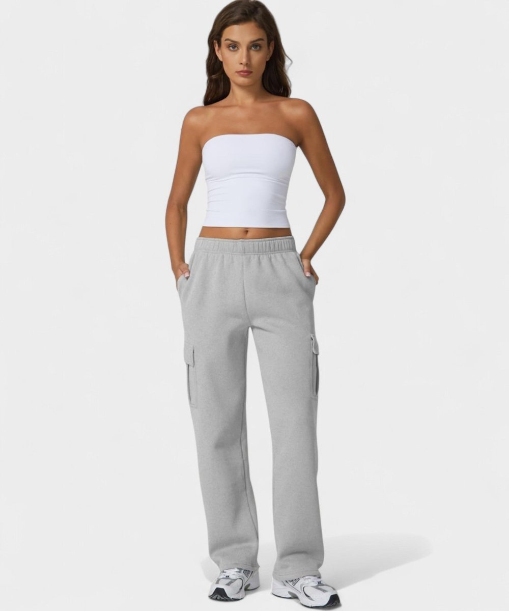 Alana | High-Waist Fleece Cargo Sweatpants