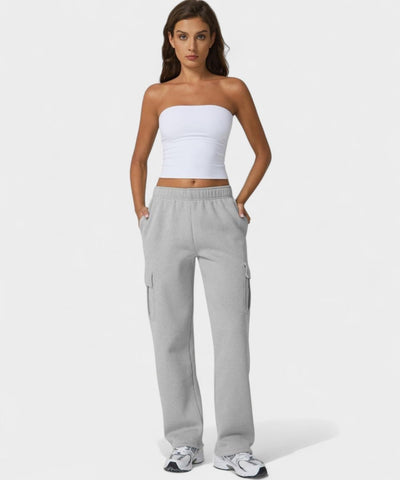 Alana | High-Waist Fleece Cargo Sweatpants