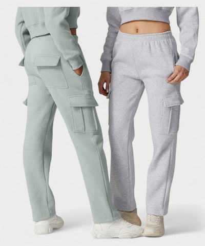 Alana | High-Waist Fleece Cargo Sweatpants
