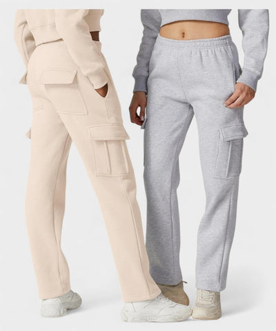 Alana | High-Waist Fleece Cargo Sweatpants