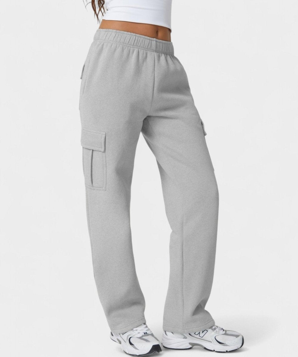 Alana | High-Waist Fleece Cargo Sweatpants