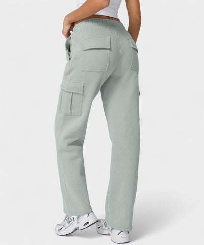 Alana | High-Waist Fleece Cargo Sweatpants
