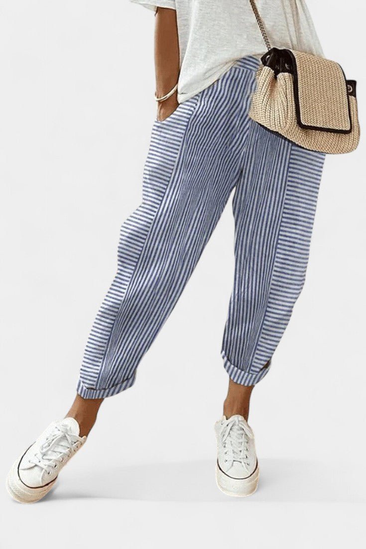 Alba Striped Linen-Blend Pants