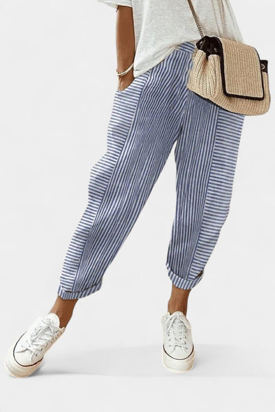 Alba Striped Linen-Blend Pants
