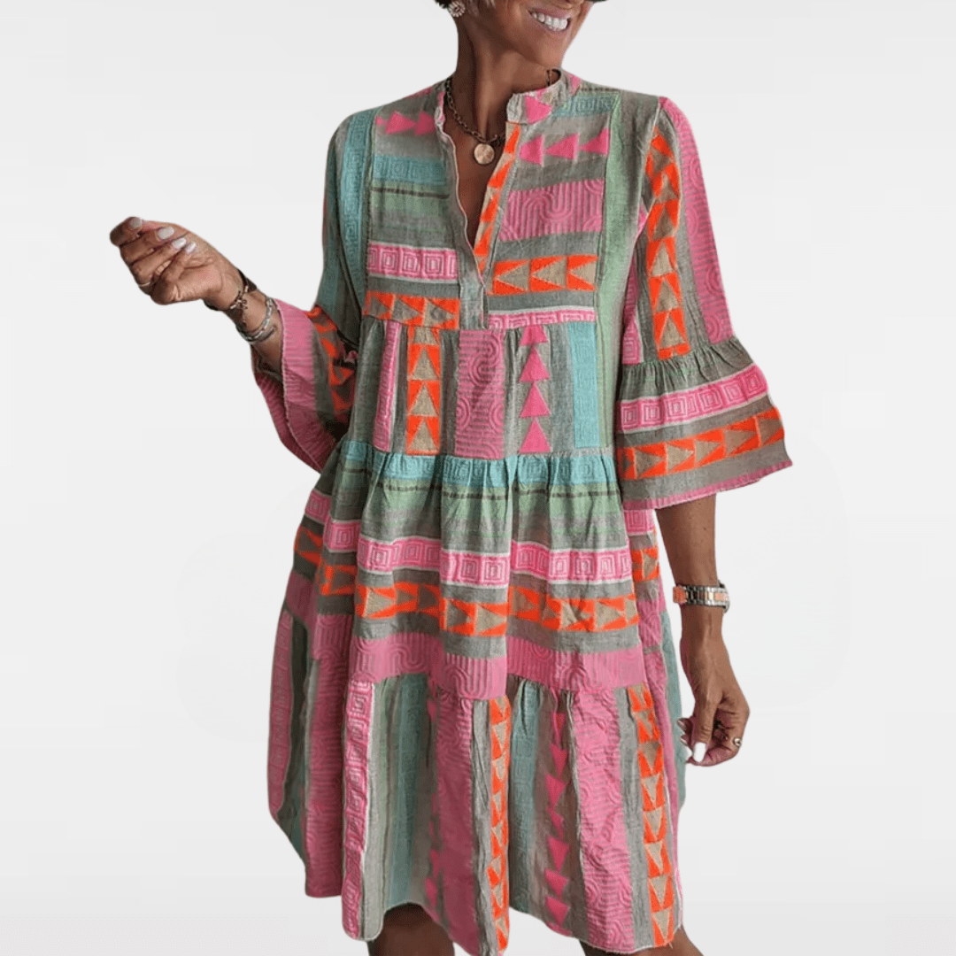 ANDREA | ELEGANT FLARE-SLEEVED DRESS