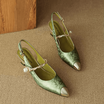 ASTRID | PEARL EMBELLISHED SLINGBACK HEELS