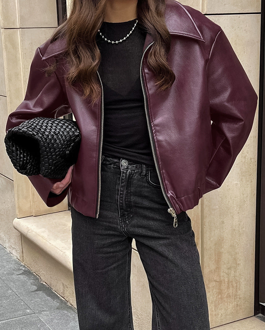 Burgundy Biker Jacket