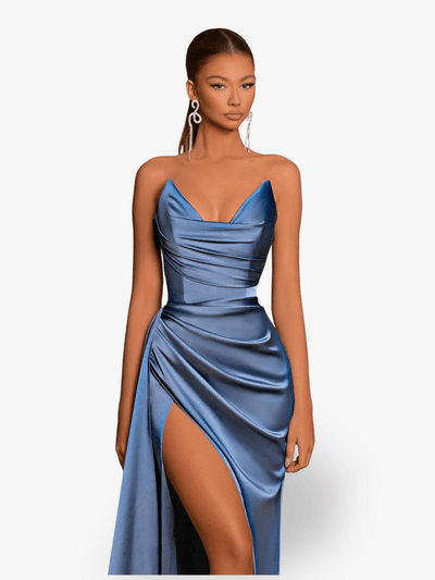 Celeste | Satin Split Sleeveless Maxi Dress
