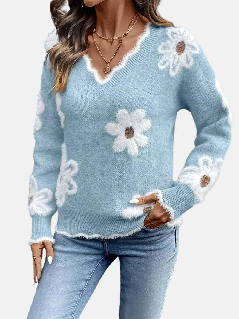 Charlotte | Timeless V-Neck Floral Sweater