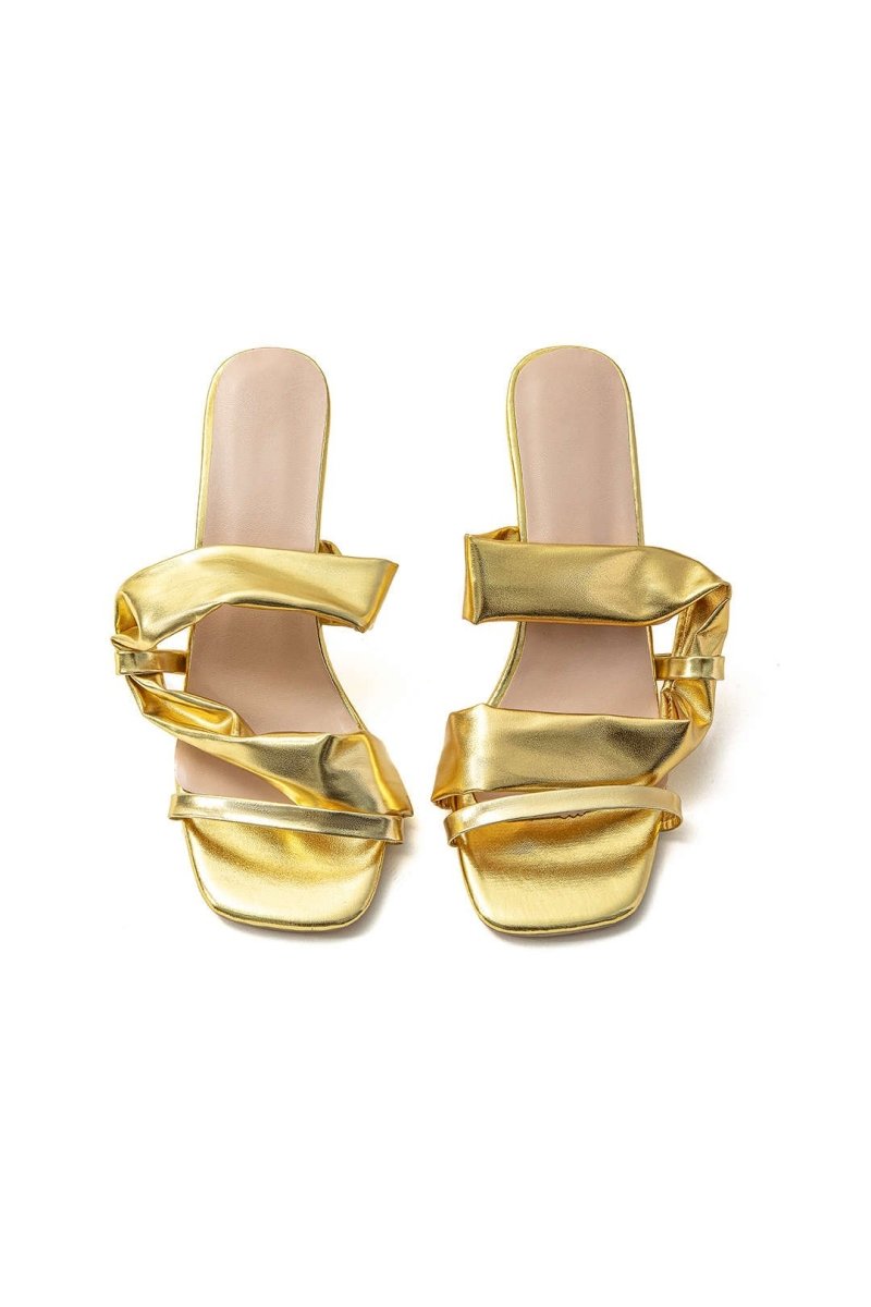 Clara | Metallic Square Toe High Heel