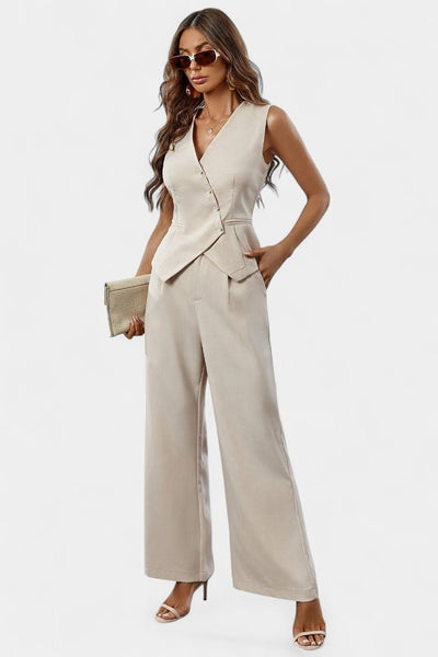 Heskia | Sleeveless Waistcoat & Wide-Leg Pants Set