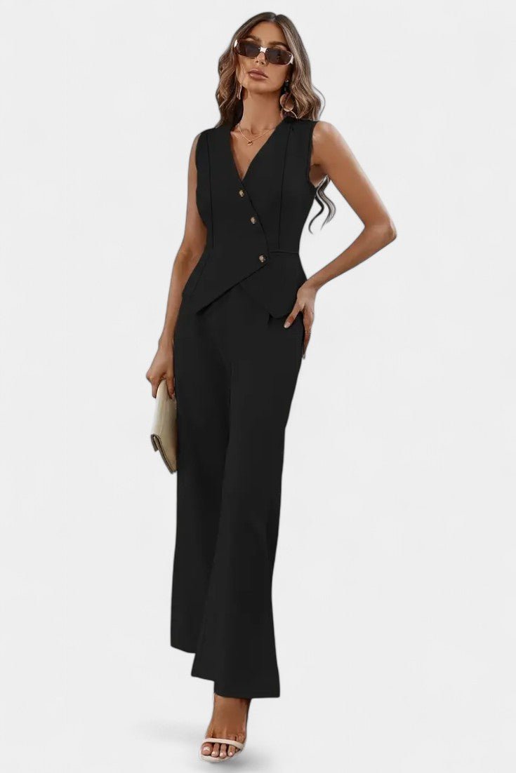 Heskia | Sleeveless Waistcoat & Wide-Leg Pants Set