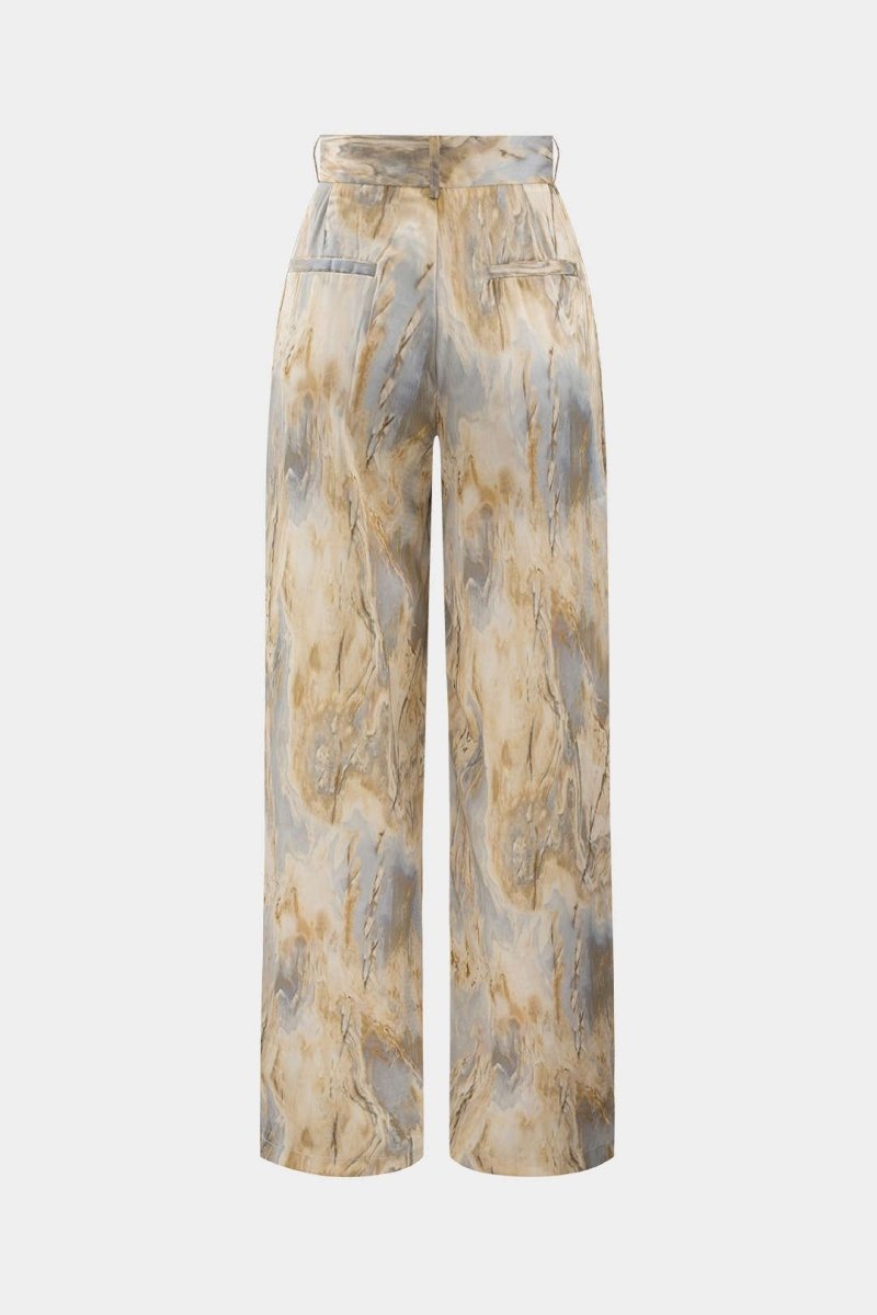 Inna | Marble Print High-Waisted Straight Leg Pants