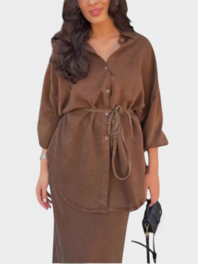 Joe | Tie-Drawstring Shirt & Skirt Set