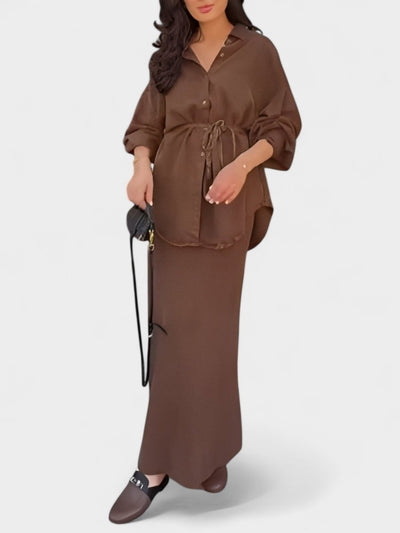 Joe | Tie-Drawstring Shirt & Skirt Set