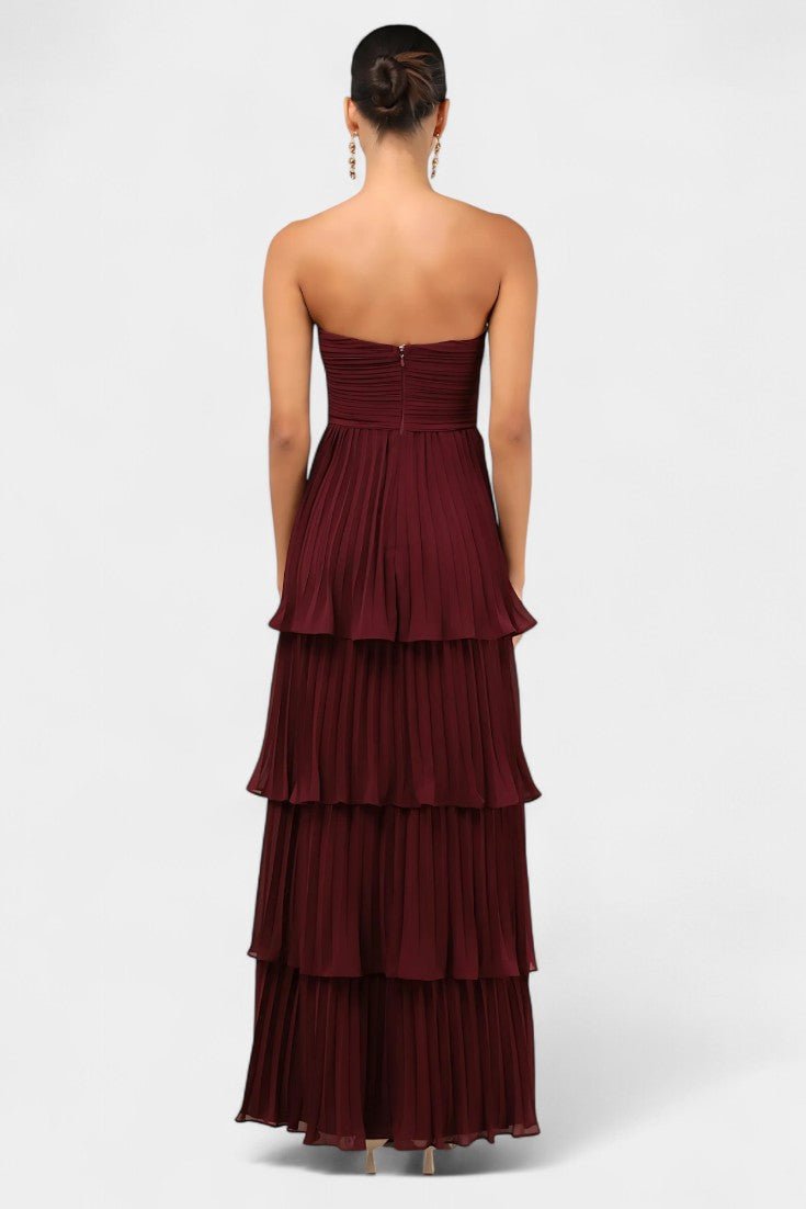 June | Strapless Pleated Tiered Maxi Dress