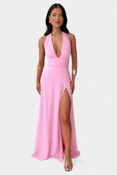 Latisha | Halter Neck High-Slit Dress