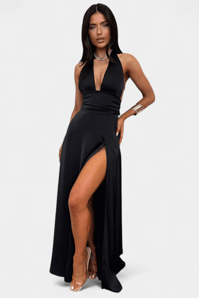 Latisha | Halter Neck High-Slit Dress