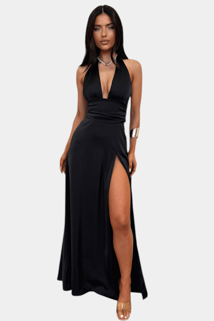 Latisha | Halter Neck High-Slit Dress
