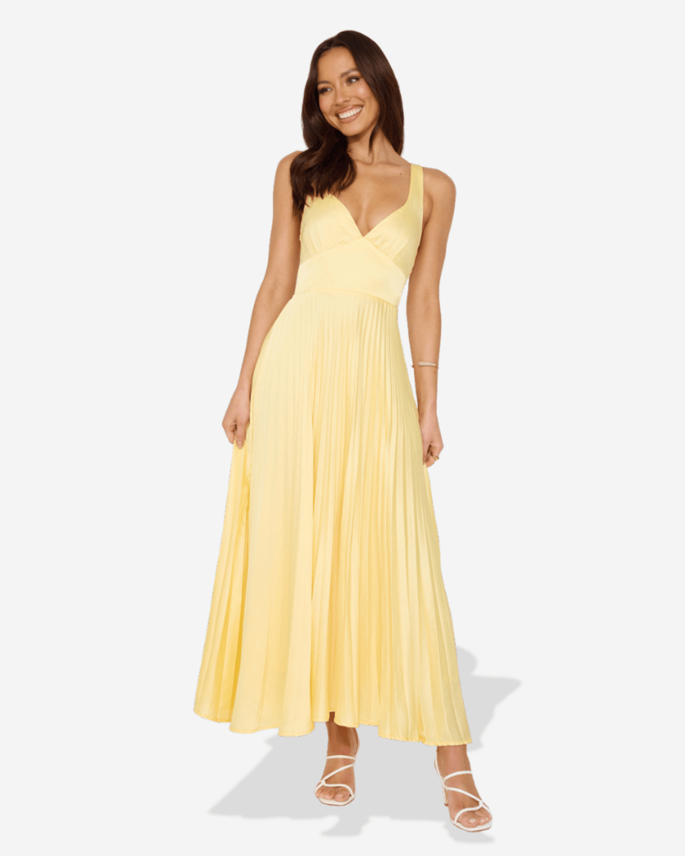 Lucy | Pleated V-Neck Maxi Dress