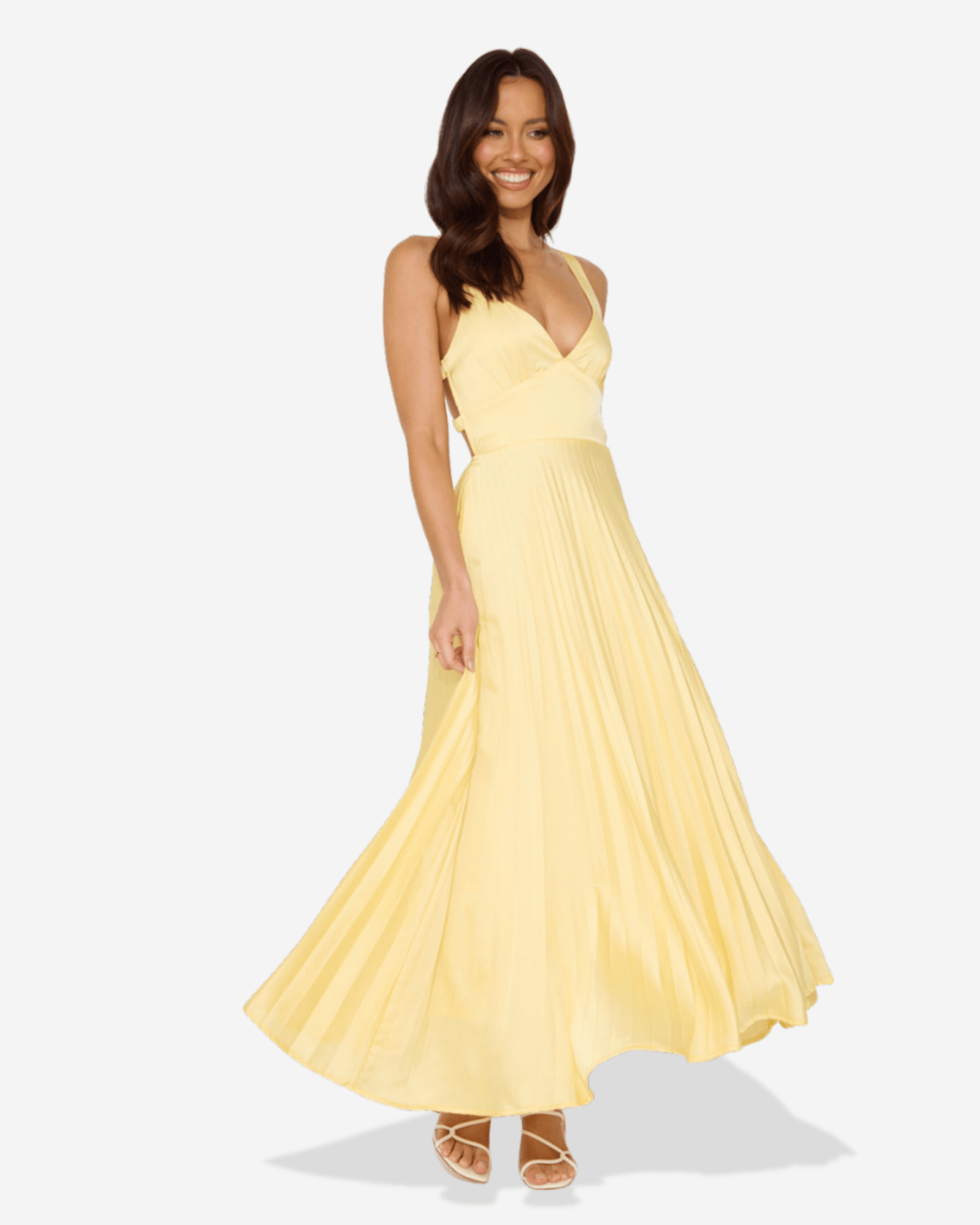 Lucy | Pleated V-Neck Maxi Dress