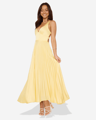Lucy | Pleated V-Neck Maxi Dress