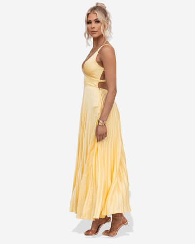 Lucy | Pleated V-Neck Maxi Dress