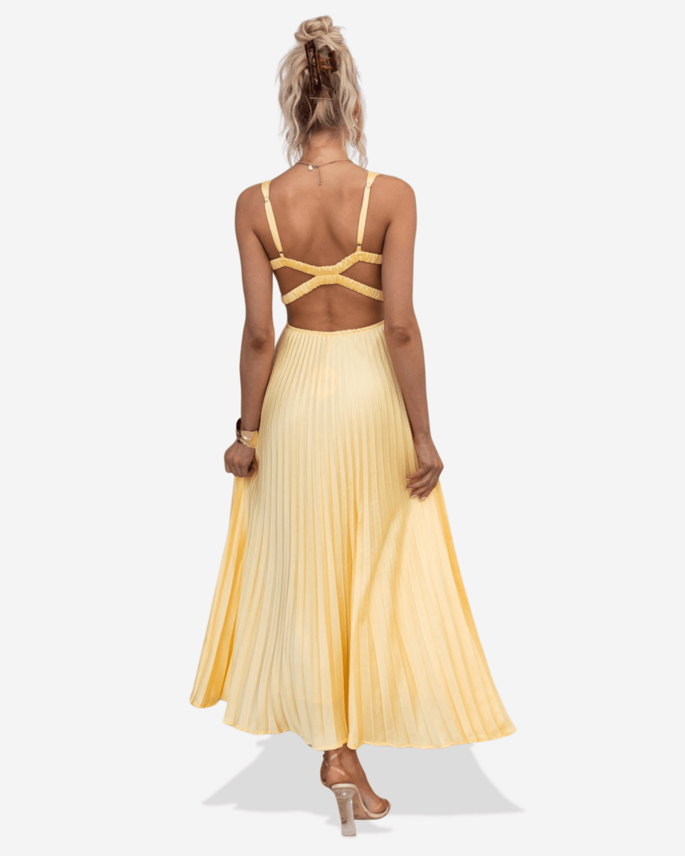 Lucy | Pleated V-Neck Maxi Dress