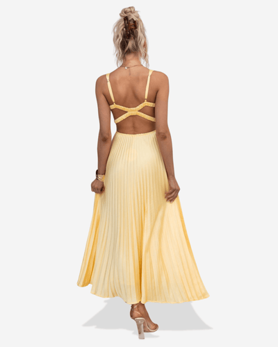 Lucy | Pleated V-Neck Maxi Dress