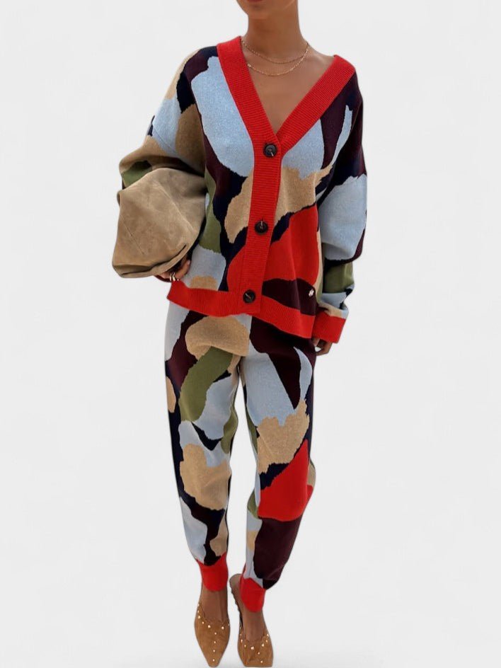 Lydia | Abstract Knit Cardigan & Skirt Set