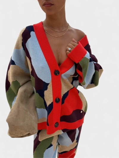 Lydia | Abstract Knit Cardigan & Skirt Set