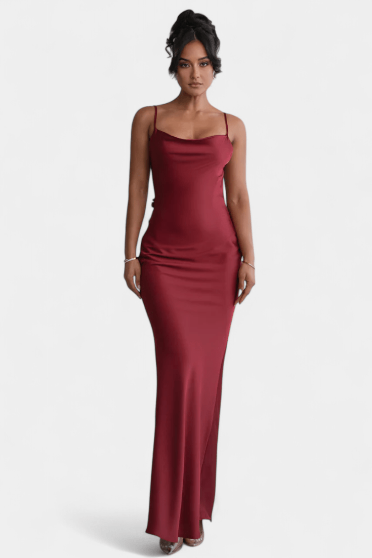 Mercedes | Cowl Back Floral Trim Bridal Dress