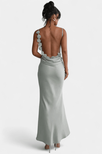Mercedes | Cowl Back Floral Trim Bridal Dress