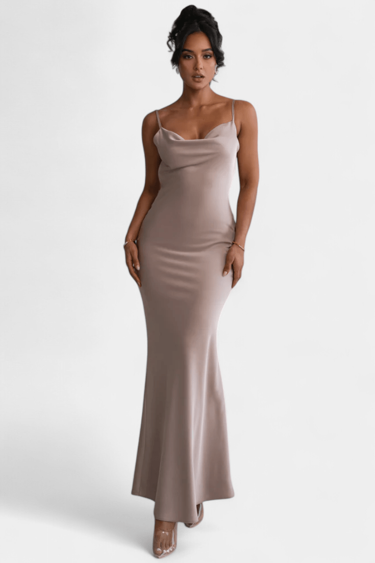 Mercedes | Cowl Back Floral Trim Bridal Dress