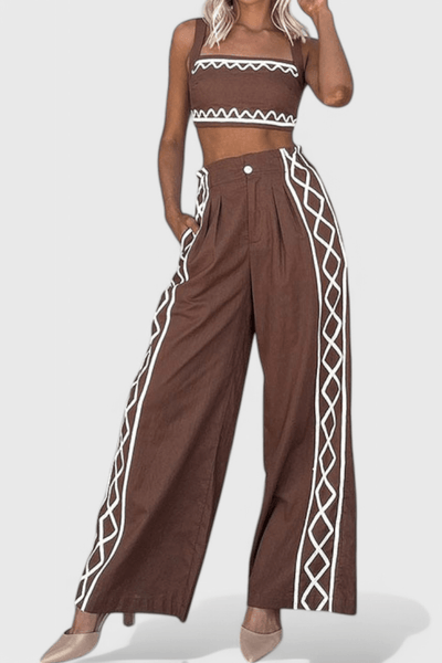 Mirella | Zigzag Print Crop & Wide-Leg Set
