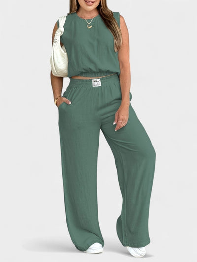 Noa | Linen Wide-Leg Two-Piece Set