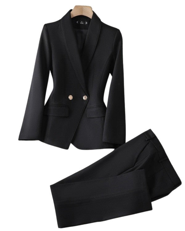 Elegant Suit with Gold Buttons